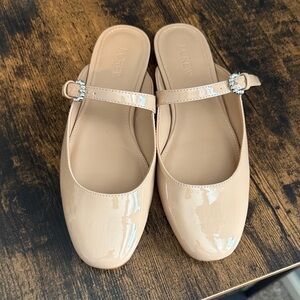 J. Crew Beige Patent Leather Mules with Strap
